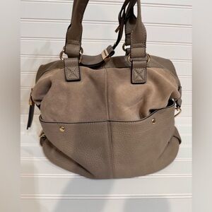 Moda Luxe Mixed Suede/Vegan Leather Handbag - tan